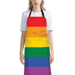 LGBT Pride Rainbow Flag Print Bib Apron With Pocket