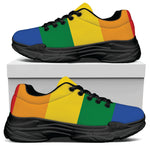 LGBT Pride Rainbow Flag Print Black Chunky Shoes