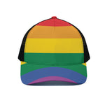 LGBT Pride Rainbow Flag Print Black Mesh Trucker Cap