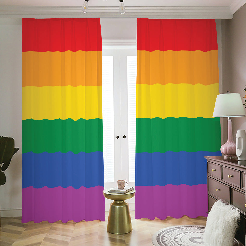 LGBT Pride Rainbow Flag Print Blackout Pencil Pleat Curtains