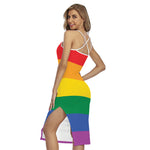LGBT Pride Rainbow Flag Print Cross Back Cami Dress