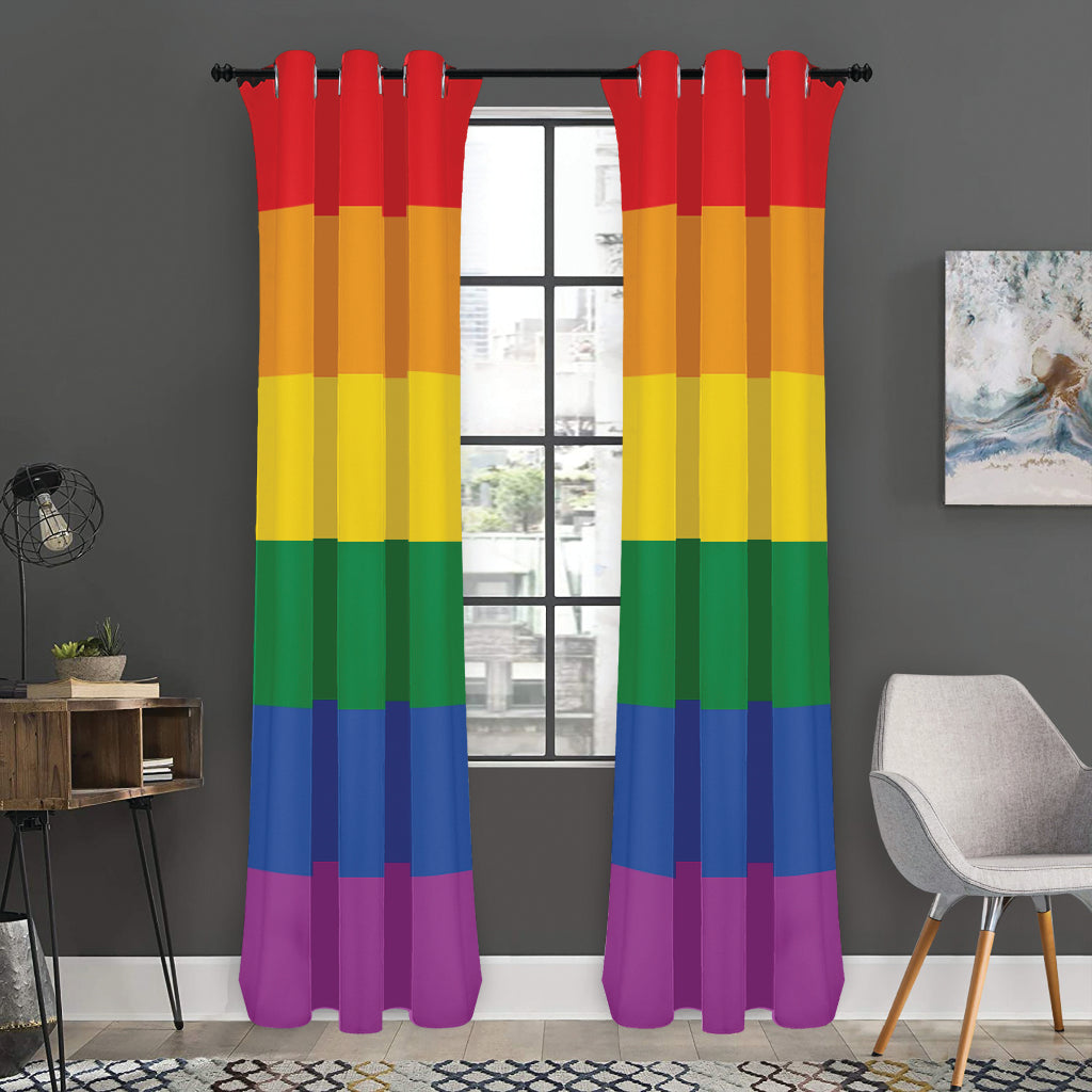 LGBT Pride Rainbow Flag Print Curtain