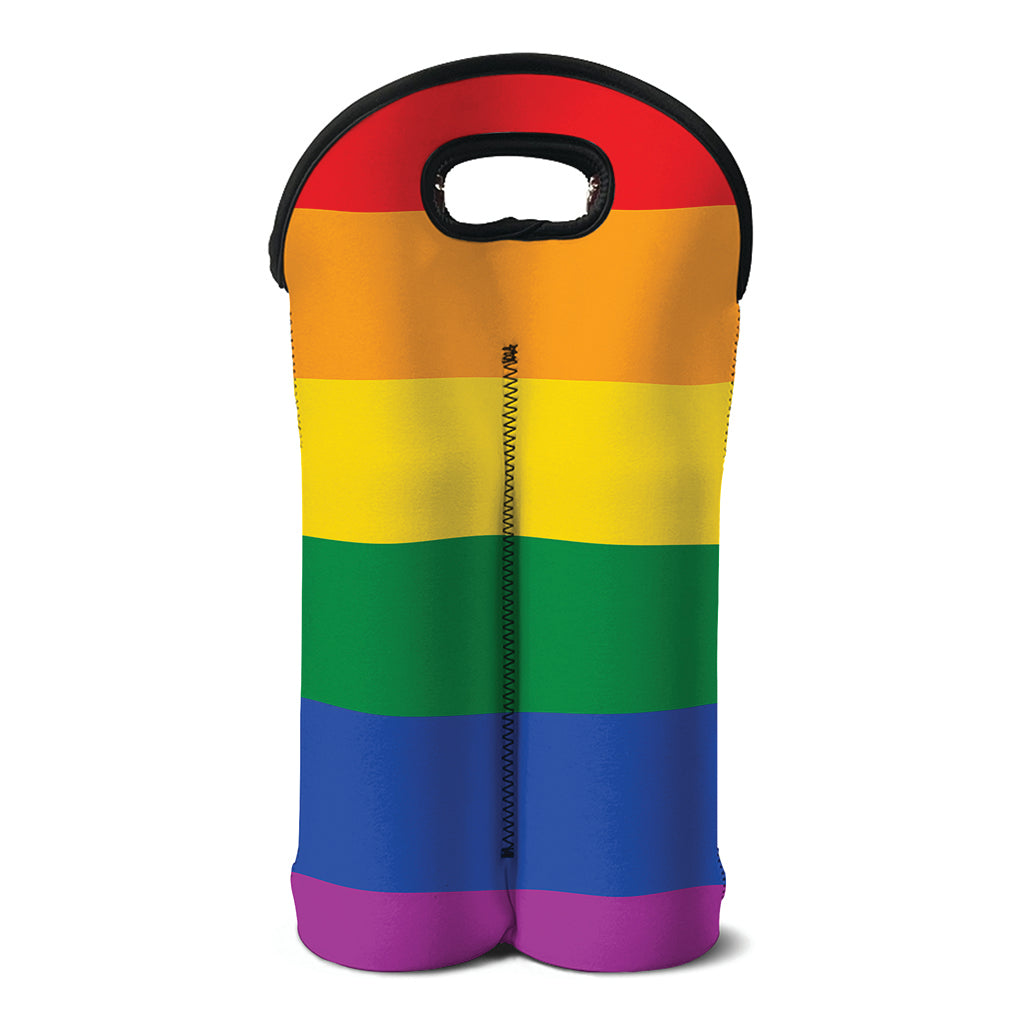 LGBT Pride Rainbow Flag Print Double Neoprene Wine Tote