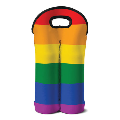 LGBT Pride Rainbow Flag Print Double Neoprene Wine Tote