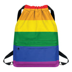 LGBT Pride Rainbow Flag Print Drawstring Backpack