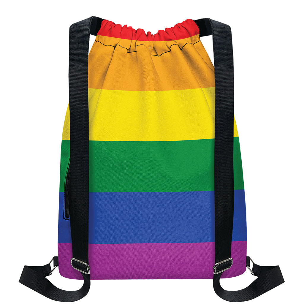 LGBT Pride Rainbow Flag Print Drawstring Backpack