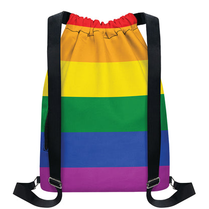 LGBT Pride Rainbow Flag Print Drawstring Backpack