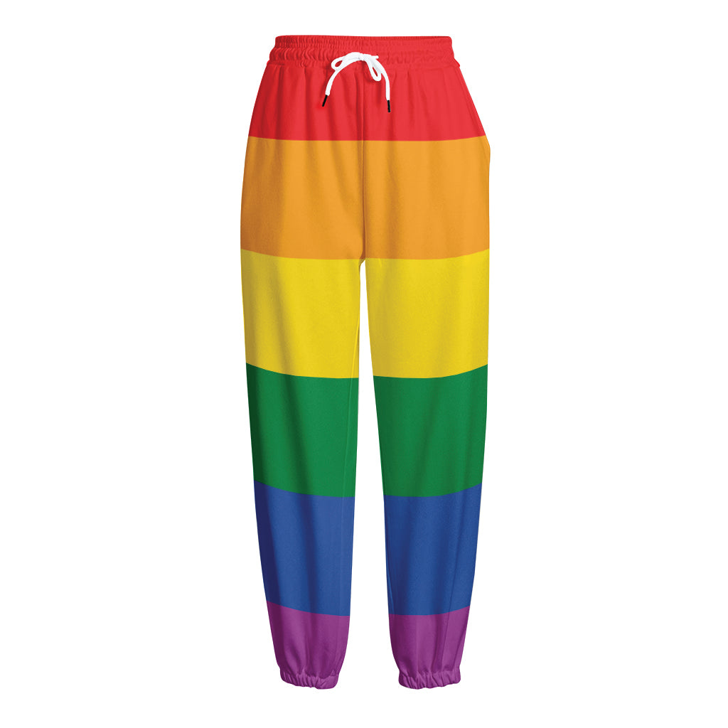 LGBT Pride Rainbow Flag Print Fleece Lined Knit Pants