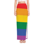 LGBT Pride Rainbow Flag Print High Slit Maxi Skirt