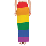 LGBT Pride Rainbow Flag Print High Slit Maxi Skirt