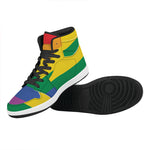 LGBT Pride Rainbow Flag Print High Top Leather Sneakers