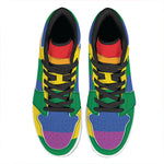 LGBT Pride Rainbow Flag Print High Top Leather Sneakers