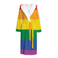 LGBT Pride Rainbow Flag Print Hooded Bathrobe