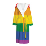 LGBT Pride Rainbow Flag Print Hooded Bathrobe