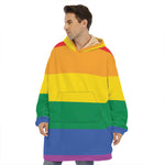 LGBT Pride Rainbow Flag Print Hoodie Blanket
