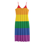 LGBT Pride Rainbow Flag Print Jersey Midi Cami Dress