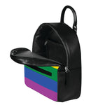LGBT Pride Rainbow Flag Print Leather Backpack