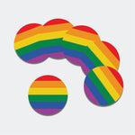 LGBT Pride Rainbow Flag Print Leather Coaster Set