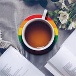 LGBT Pride Rainbow Flag Print Leather Coaster Set