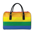 LGBT Pride Rainbow Flag Print Leather Duffel Bag