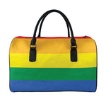 LGBT Pride Rainbow Flag Print Leather Duffle Bag