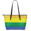 LGBT Pride Rainbow Flag Print Leather Tote Bag With Zipper