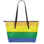 LGBT Pride Rainbow Flag Print Leather Tote Bag