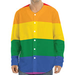 LGBT Pride Rainbow Flag Print Long Sleeve Baseball Jersey