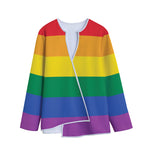 LGBT Pride Rainbow Flag Print Long Sleeve Short Coat