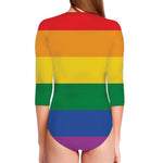 LGBT Pride Rainbow Flag Print Long Sleeve Swimsuit