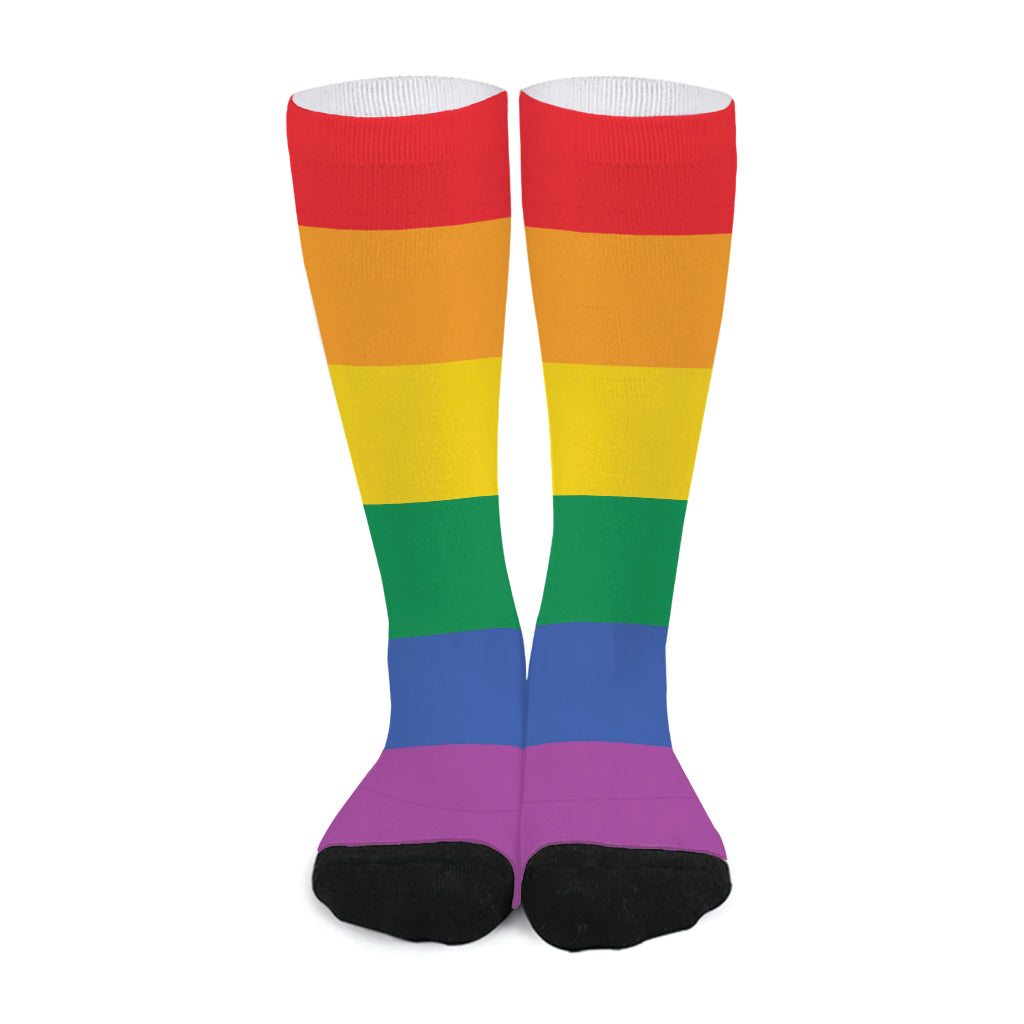 LGBT Pride Rainbow Flag Print Long Socks