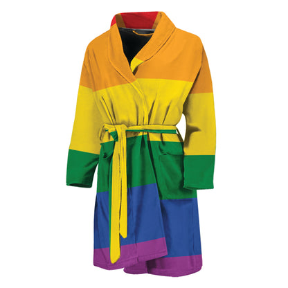LGBT Pride Rainbow Flag Print Men's Bathrobe