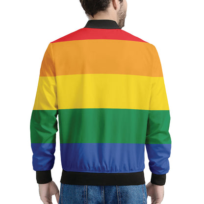 LGBT Pride Rainbow Flag Print Men's Bomber Jacket