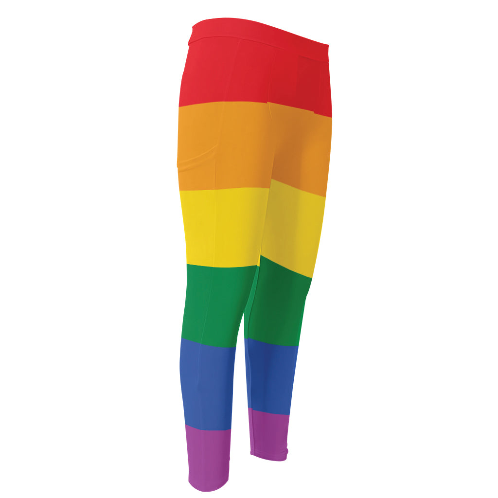 LGBT Pride Rainbow Flag Print Men's Compression Pants