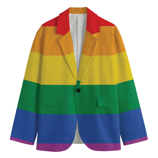 LGBT Pride Rainbow Flag Print Men's Cotton Blazer