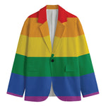 LGBT Pride Rainbow Flag Print Men's Cotton Blazer