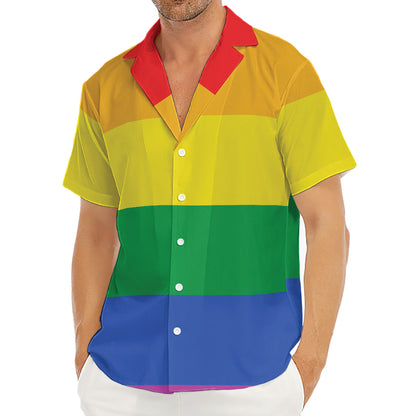 LGBT Pride Rainbow Flag Print Men's Deep V-Neck Shirt
