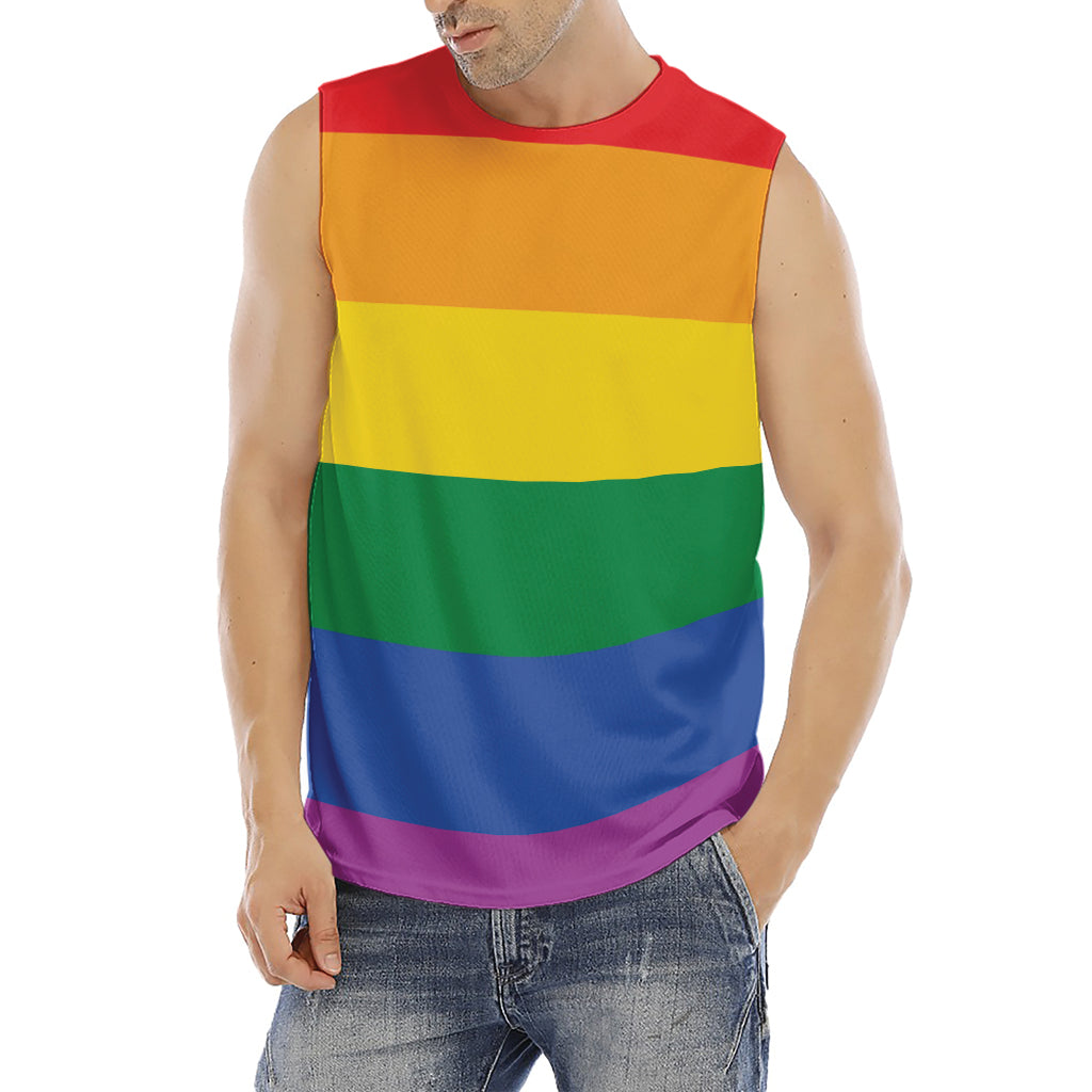 LGBT Pride Rainbow Flag Print Men's Fitness Tank Top