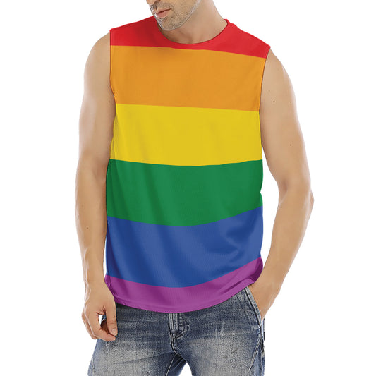 LGBT Pride Rainbow Flag Print Men's Fitness Tank Top