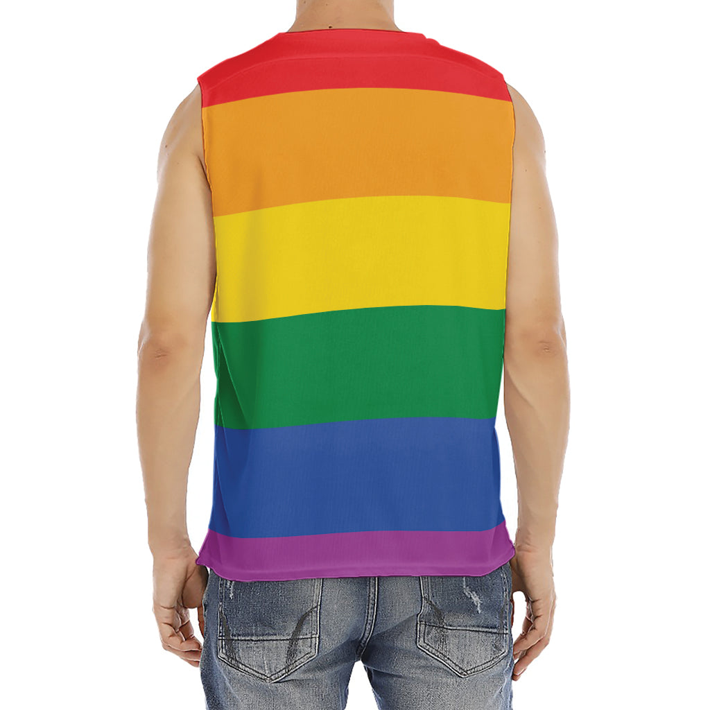 LGBT Pride Rainbow Flag Print Men's Fitness Tank Top