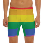 LGBT Pride Rainbow Flag Print Men's Long Boxer Briefs