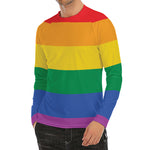 LGBT Pride Rainbow Flag Print Men's Long Sleeve Rash Guard