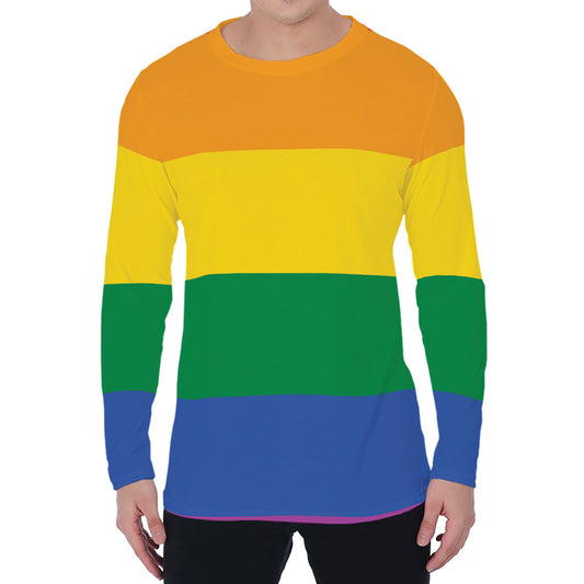 LGBT Pride Rainbow Flag Print Men's Long Sleeve T-Shirt