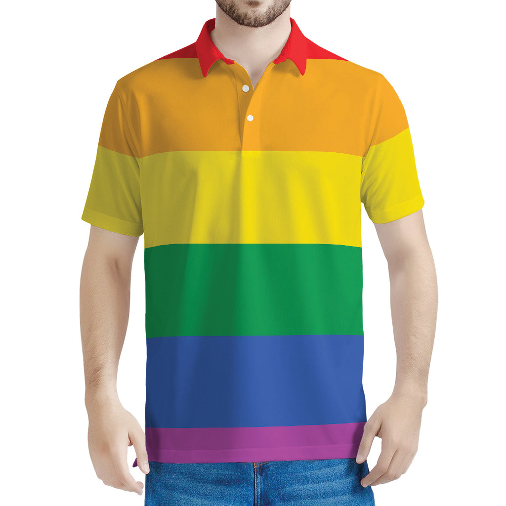 LGBT Pride Rainbow Flag Print Men's Polo Shirt