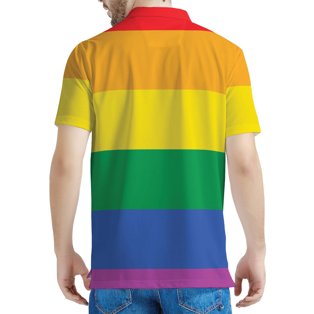 LGBT Pride Rainbow Flag Print Men's Polo Shirt