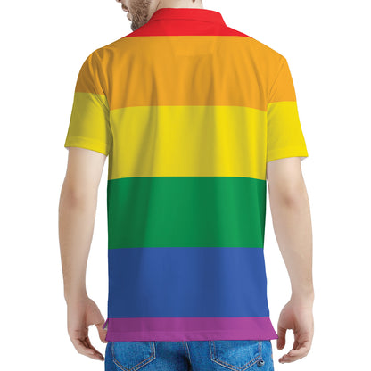 LGBT Pride Rainbow Flag Print Men's Polo Shirt