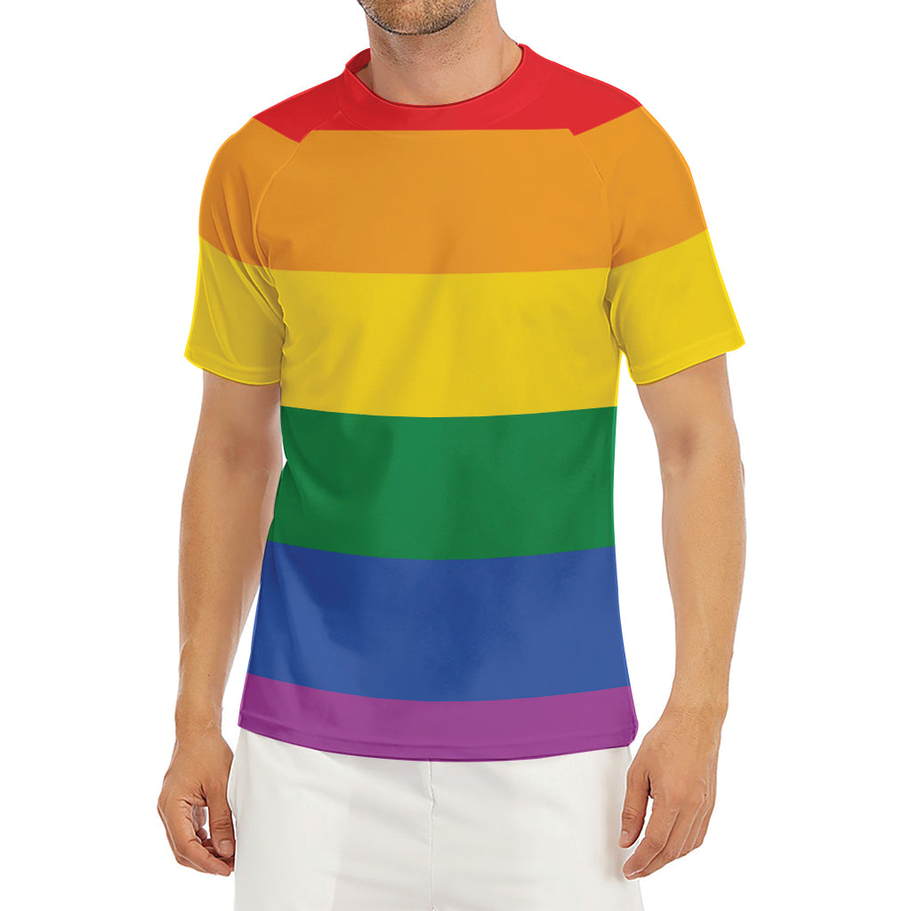 LGBT Pride Rainbow Flag Print Men's Short Sleeve Rash Guard