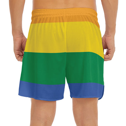 LGBT Pride Rainbow Flag Print Men's Split Running Shorts