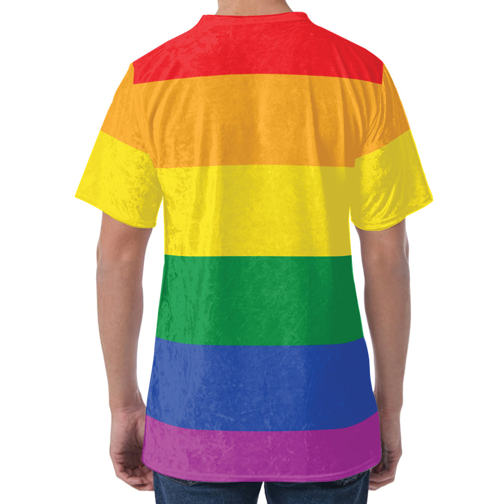 LGBT Pride Rainbow Flag Print Men's Velvet T-Shirt