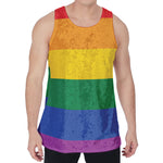 LGBT Pride Rainbow Flag Print Men's Velvet Tank Top